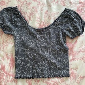 American Eagle Outfitters Blue Floral Blouse